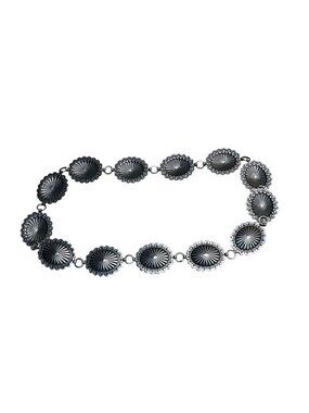 Silver Western-Style Womens Concho Belt Adjustable Lightweight Alloy Metal
